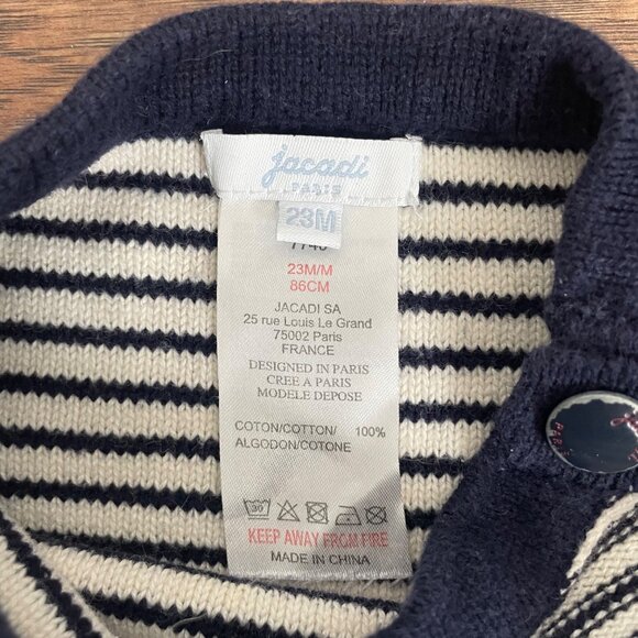 Jacadi Paris Baby Stripe Sweater W/Anchor Embroidery Size 23M (24) 100% Cotton - Picture 3 of 5